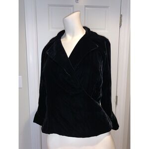 OPTIONS by SHANI BLACK SOFT VELOUR Velvety WRAP JACKET REAR ZIP Size 4